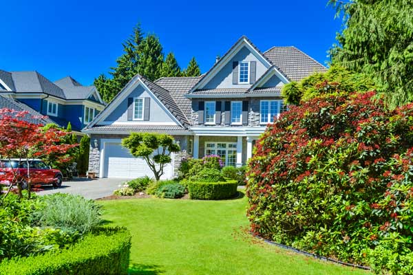 house with green grass